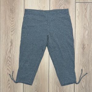 NWOT - Gray Stretchy Capri Pants with Adjustable Calf Ties
